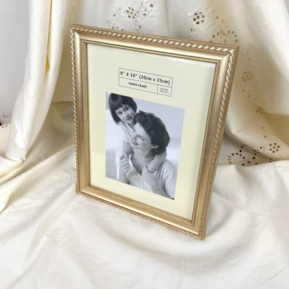 Vintage Gold Ornate Photo Frame Rope Twist Border Tabletop Gallery Wall 8x10 - Picture 7 of 8
